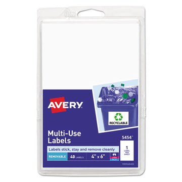 Avery® Removable Multi-use Labels, Inkjet-laser Printers, 4 X 6, White, 40-pack, (5454) freeshipping - TVN Wholesale